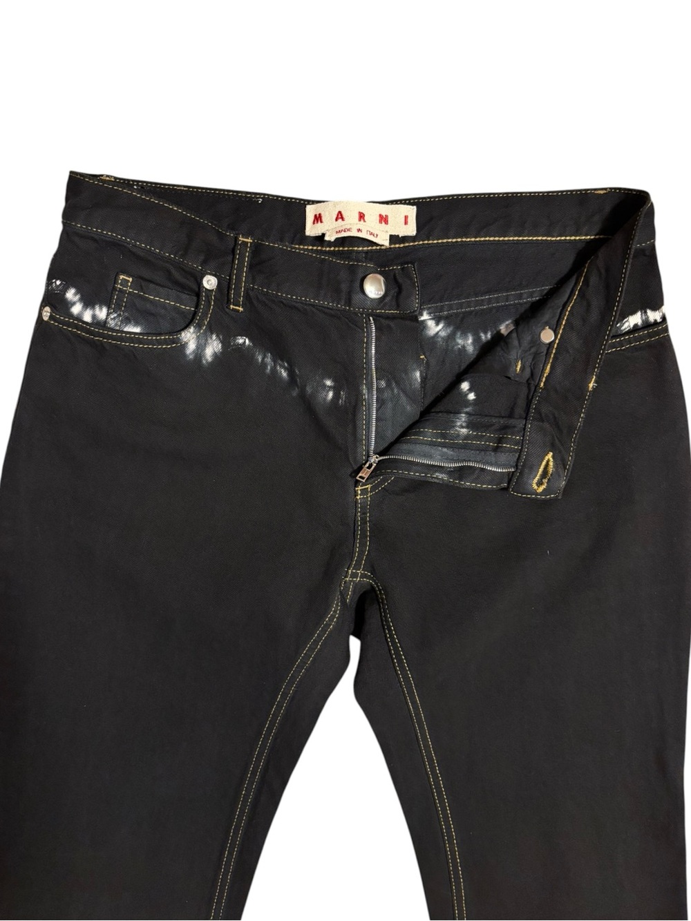 Marni Black Tie-Dye Garment-Dyed Bull Denim Flare Jeans IT 42 Italy - Picture 3 of 10